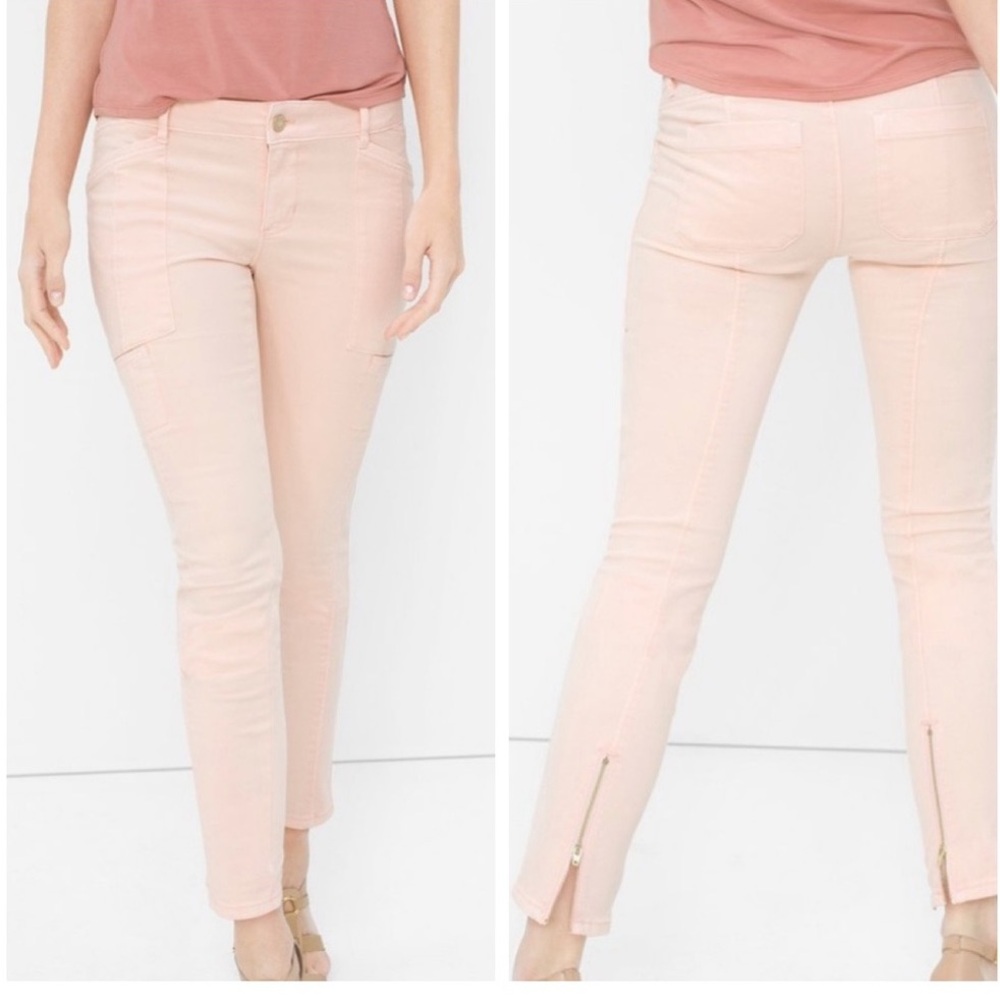 WHBM BLUSH SKIMMER ANKLE ZIP JEANS